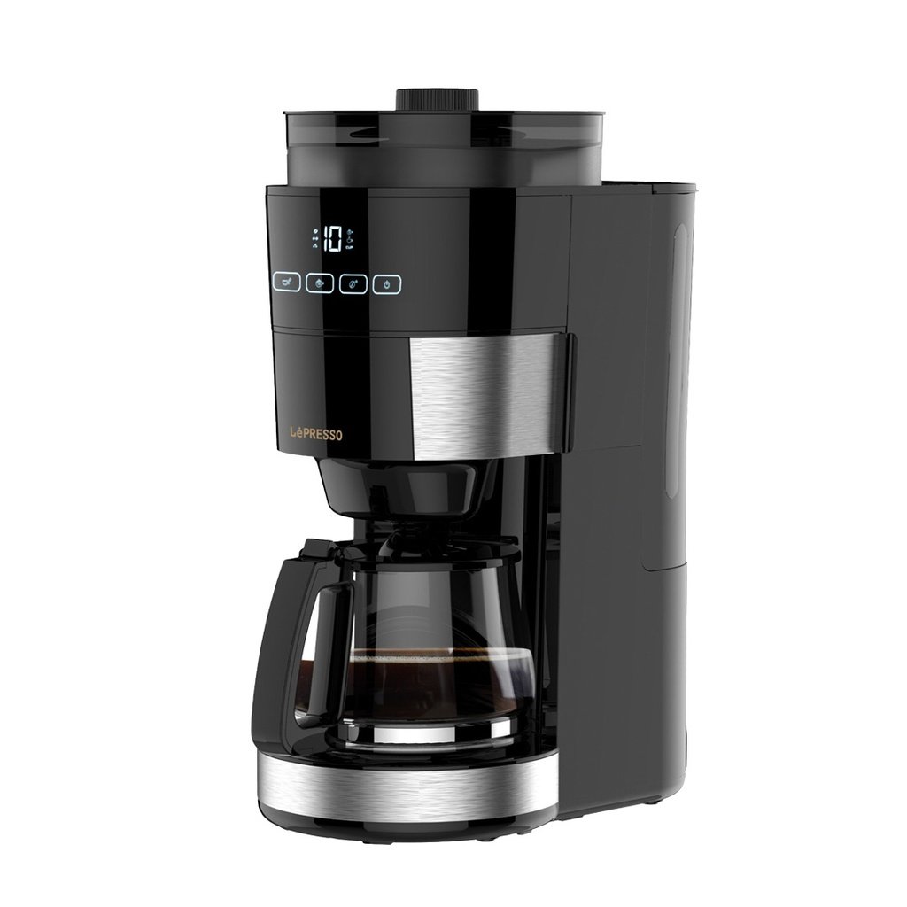 LEPRESSO COFFEE BREWER WITH BEAN GRINDER BLACK LP10GCMWB