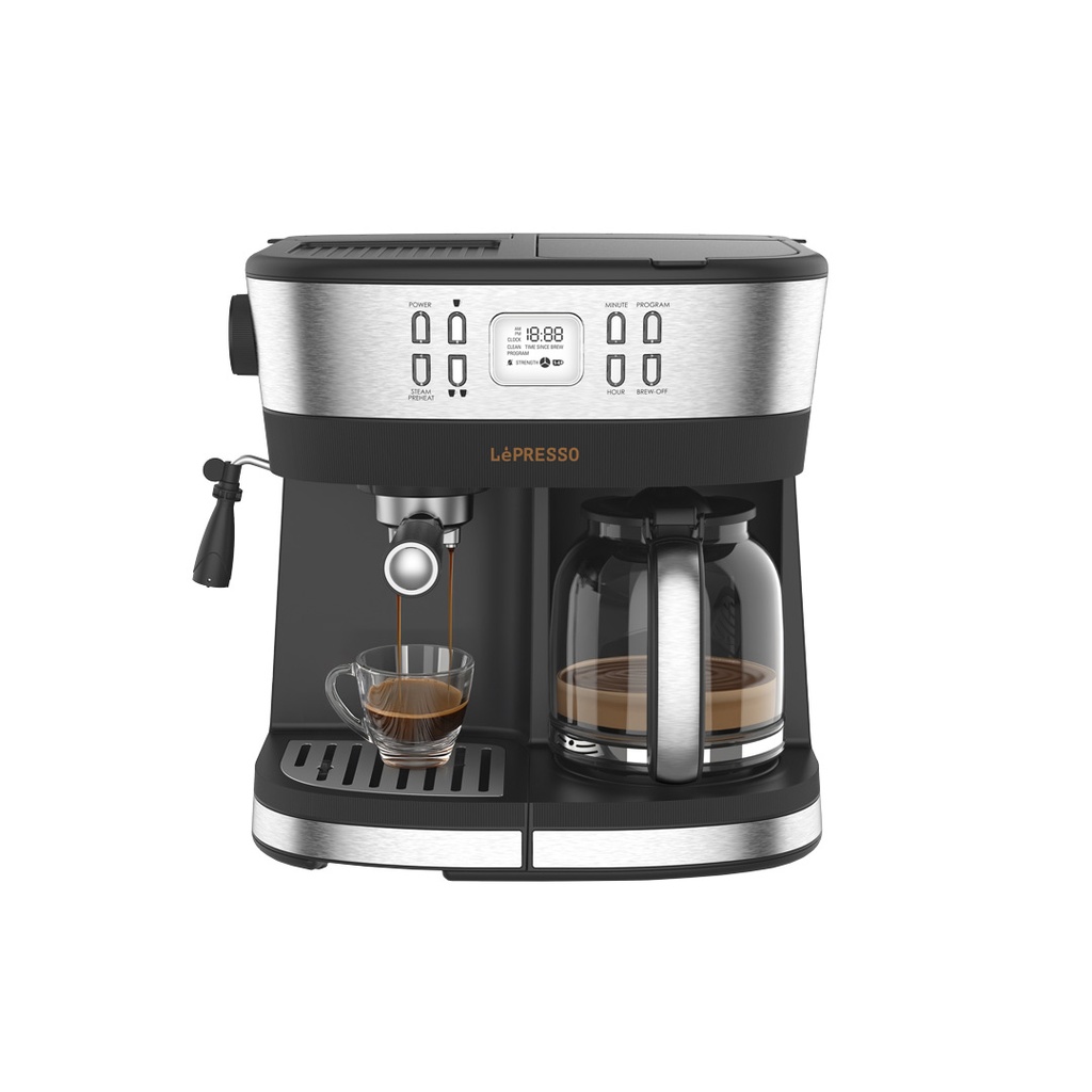 LEPRESSO DUAL BREW DRIP COFFEE AND ESPRESSO MILK STEAMER FLOW METER LP002 BLACK  LPCFFM002-BK