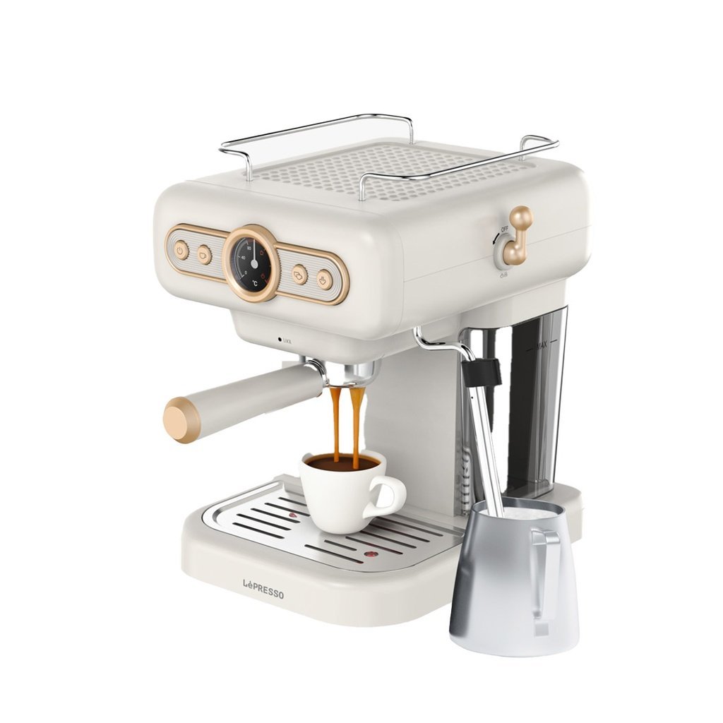 LEPRESSO RETRO ESPRESSO MACHINE BOILER GAUGE AND MILK STEAMER LP012 WHITE LPCFFM0012-WH