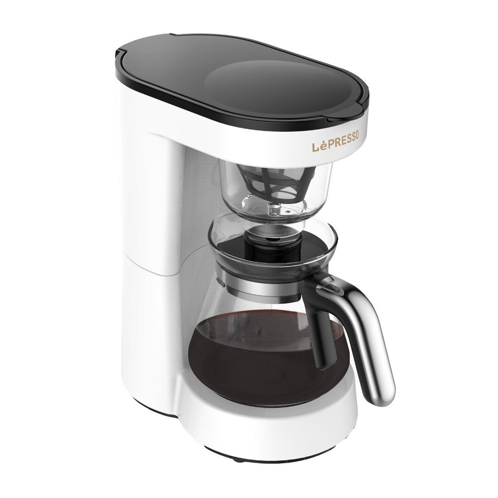 LEPRESSO TRANSPARENT DRIP COFFEE MAKER WITH GLASS CARAFE WHITE LPDRPCOFM