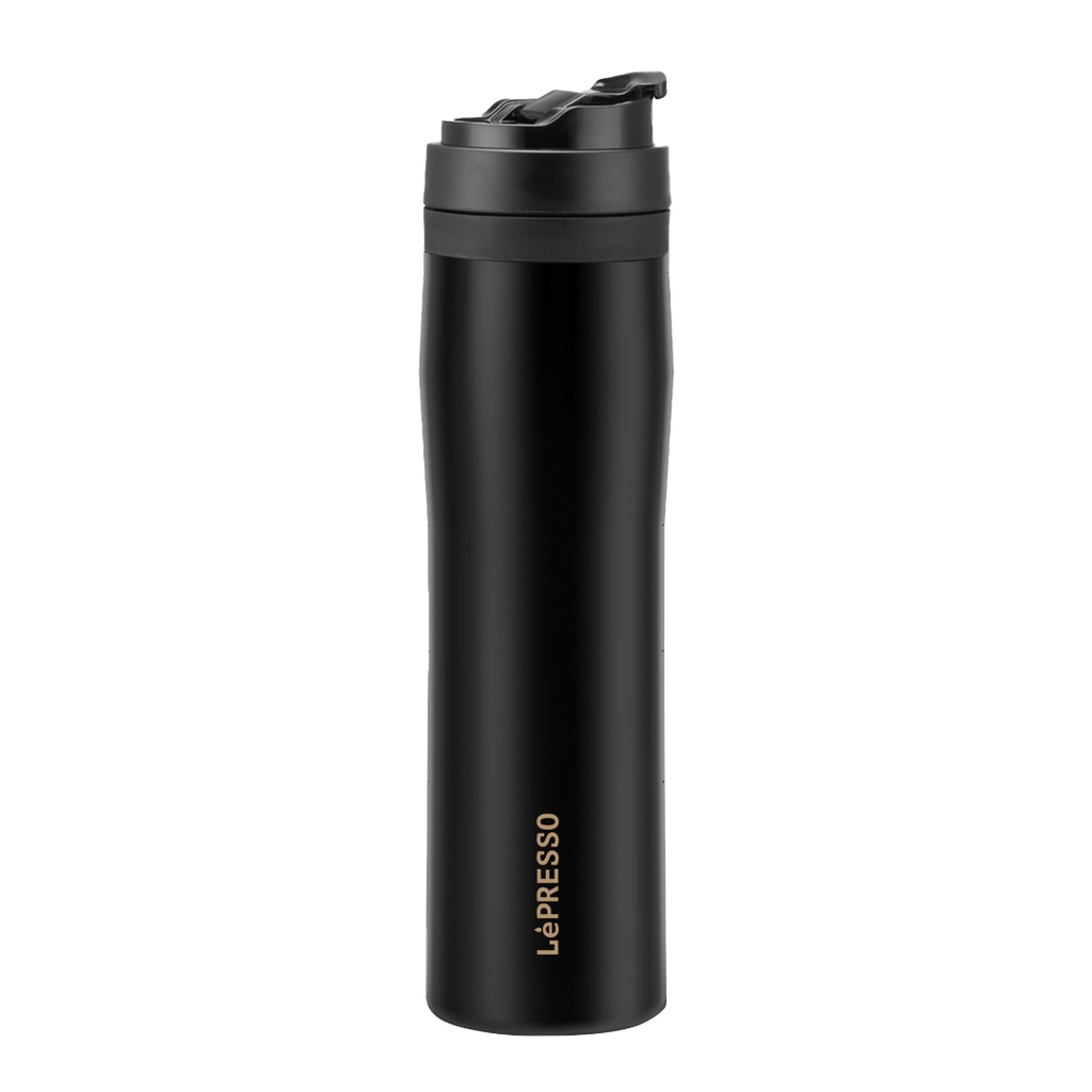 LEPRESSO PORTABLE MUG FRENCH PRESS COFEE AND TEA STAINLESS STEEL BLACK LPIMFPBK