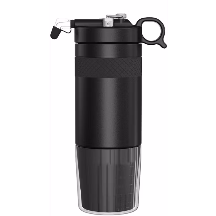 LEPRESSO 480ML VACCUM INSULTED COFFEE CUP DISPENSER WITH SILICON GRIP RING BLACK LPVICFF0045BK