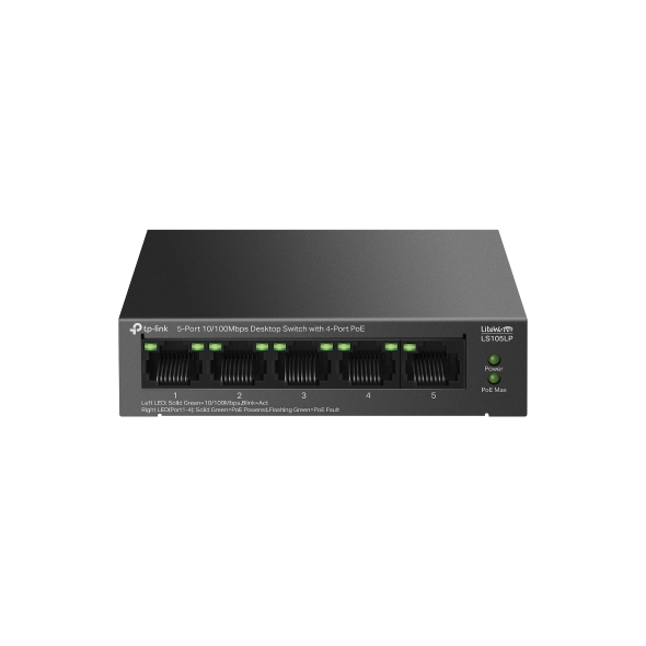 TP LINK LITEWAVE 5 PORT 10/100 MBPS DESKTOP POE+ SWITCH LS105LP