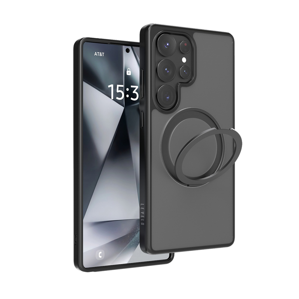 LEVELO VIA MATTE SAMSUNG S25 ULTRA RING STAND CASE BLACK LVL-VIA-25U-BK