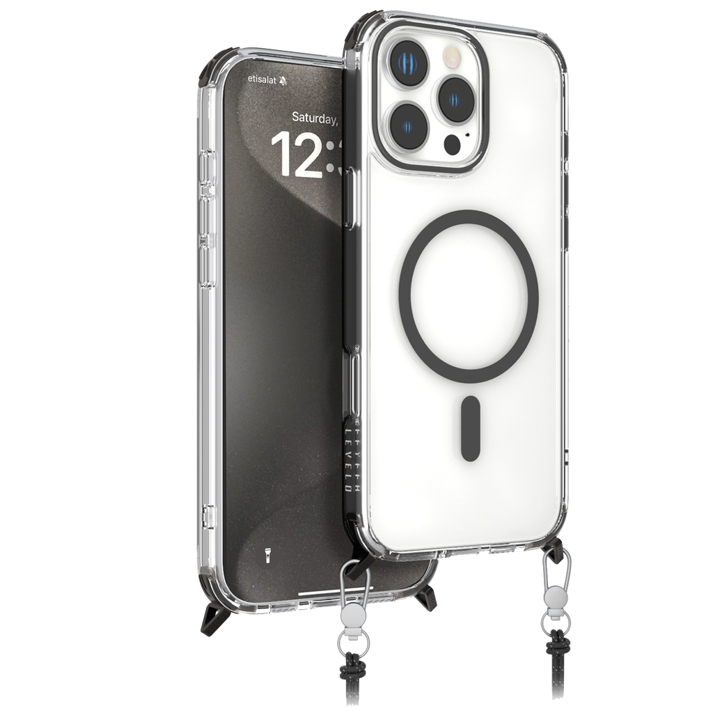 LEVELO CELESTE MAGSAFE CASE WITH CROSSBODY STRAP IPHONE 16 PRO BLACK LVLCMCCS16PBK