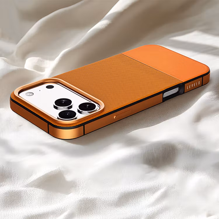 LEVELO IPHONE 17 PRO LEVELO CUIR CASE SUNRISE ORANGE LVLCUIR17PSORG thumbnail 3