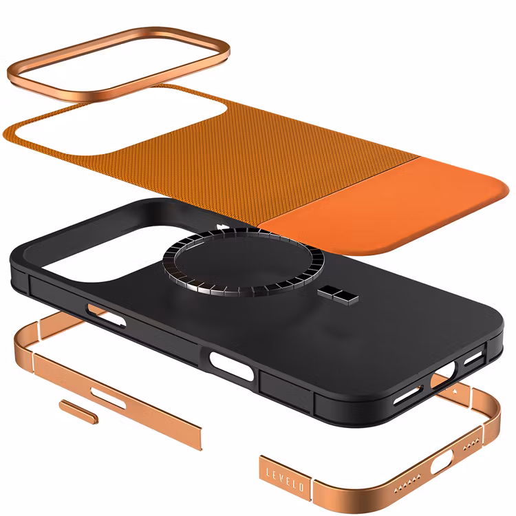 LEVELO IPHONE 17 PRO LEVELO CUIR CASE SUNRISE ORANGE LVLCUIR17PSORG thumbnail 9