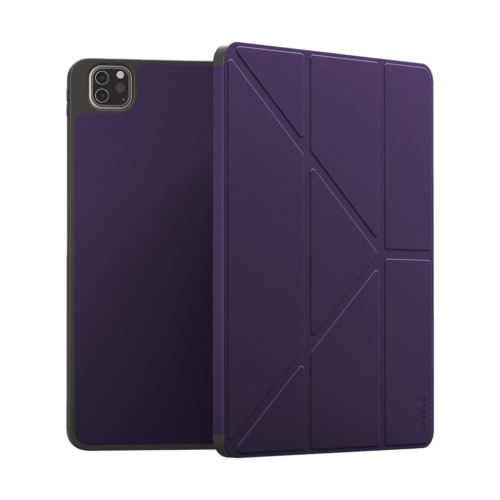 LEVELO IPAD PRO 12.9 INCH ELEGANT HYBRID LEATHER MAGNETIC CASE PURPLE LVLELGP12PUR