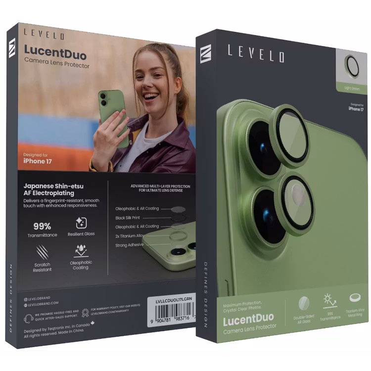 LEVELO LUCENTDUO CAMERA LENS PROTECTOR IPHONE 17 LIGHT GREEN LVLLCDUOL17LGRN thumbnail 3