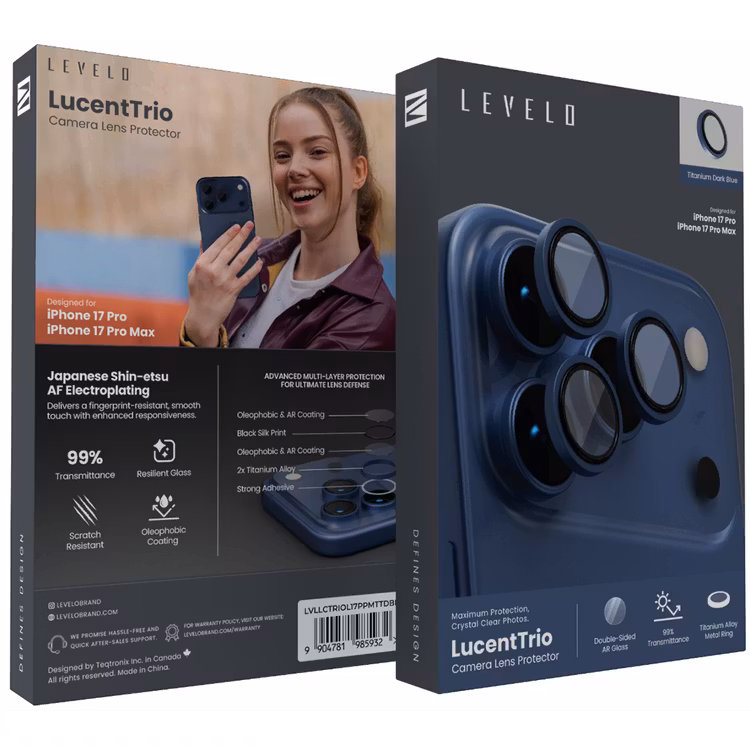 LEVELO LUCENTTRIO IPHONE 17 PRO/17 PRO MAX CAMERA LENS PROTECTOR DARK BLUE LVLLCTRIOL17PPMTTDBL thumbnail 5