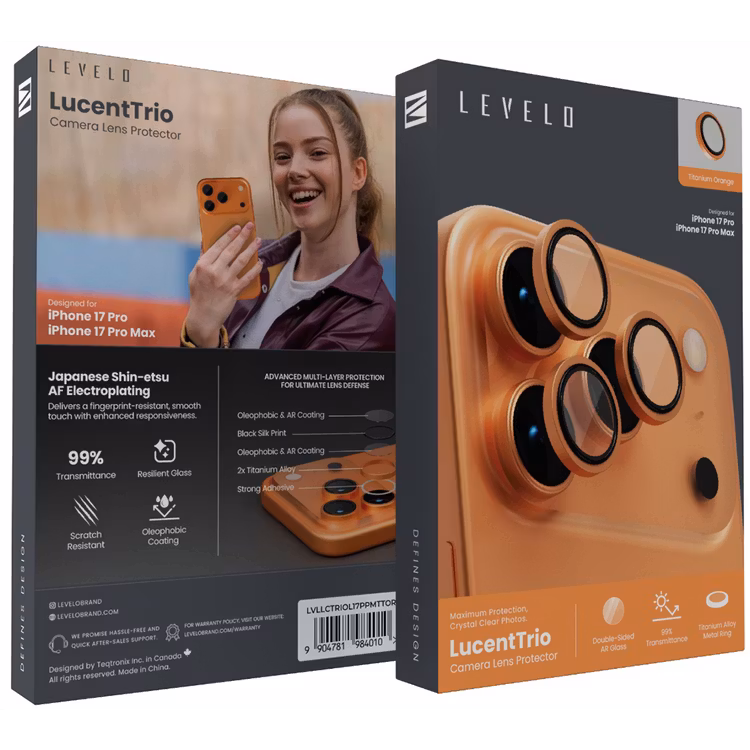 LEVELO LUCENTTRIO IPHONE 17 PRO/17 PRO MAX CAMERA LENS PROTECTOR TITANIUM ORANGE LVLLCTRIOL17PPMTTOR thumbnail 5