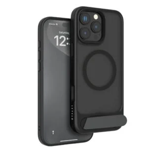 LEVELO IPHONE 16 PRO MAX MATTEO CASE WITH BOTTOM STAND GRIP BLACK LVLMCBSG16PMBK