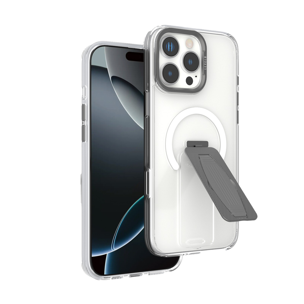 LEVELO IPHONE 16 PRO MORPHIX MAGSAFE GRIP CASE GRAY LVLMMGC16PGY