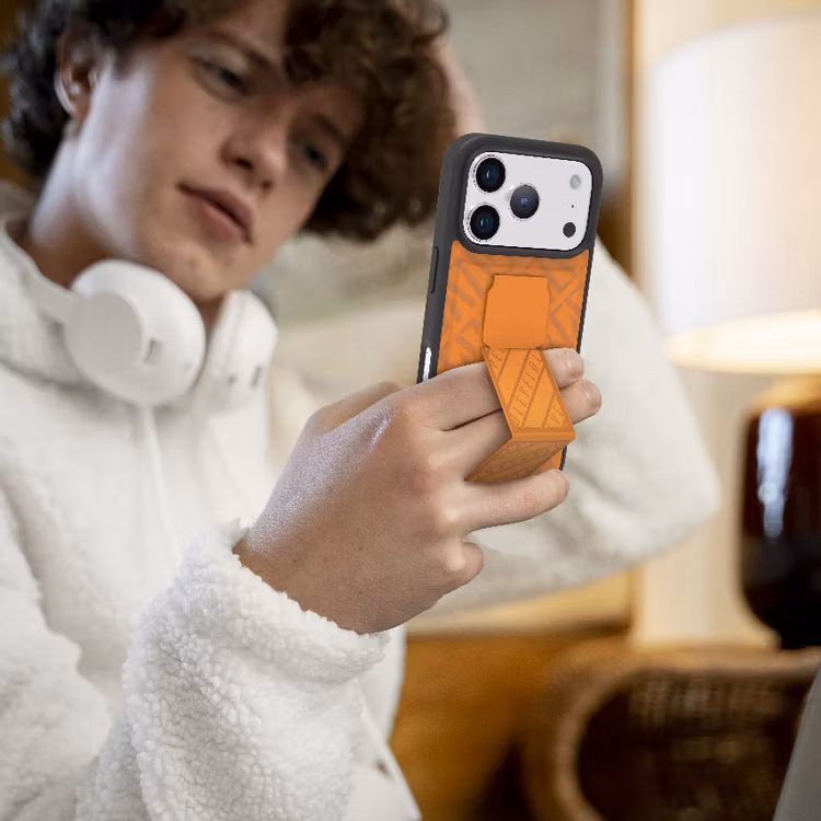 LEVELO MORPHIX CUERO IPHONE 17 PRO MAX GRIPSTAND CASE SUNRISE ORANGE LVLMRPCGIP17PMSORG thumbnail 5