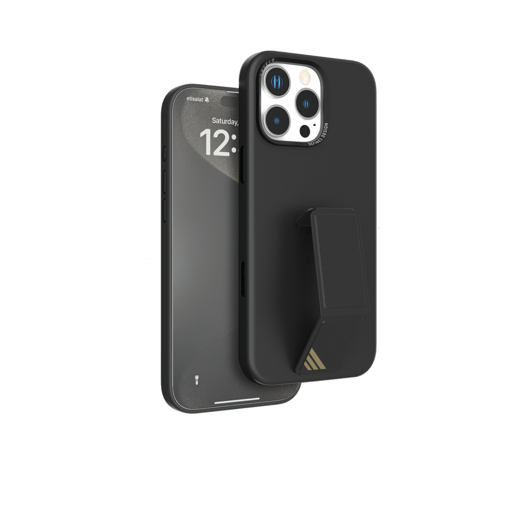 LEVELO MORPHIX SILICON CASE WITH LEATHER GRIP IPHONE 16 PRO MAX BLACK LVLMSL16PMBK