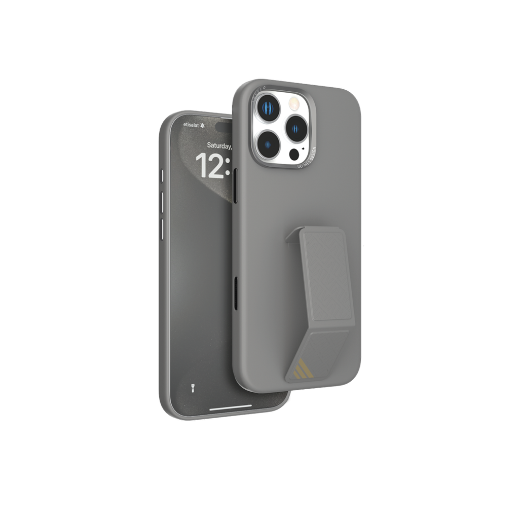 LEVELO MORPHIX SILICON CASE WITH LEATHER GRIP IPHONE 16 PRO MAX GRAY LVLMSL16PMGY