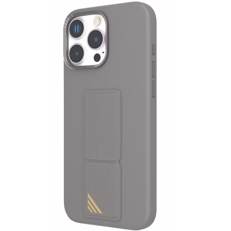 LEVELO IPHONE 16 PRO MORPHIX SILICONE CASE WITH LEATHER GRIP GRAY LVLMSL16PGY thumbnail 6