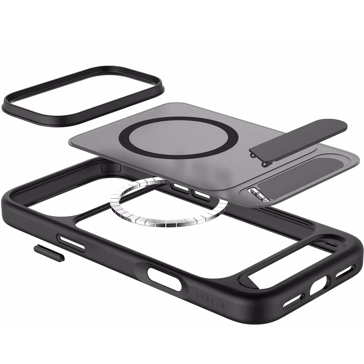 LEVELO MATTEO IPHONE 17 PRO MAX HYBRID KICKSTAND CASE BLACK LVLMTO17PMBK thumbnail 4