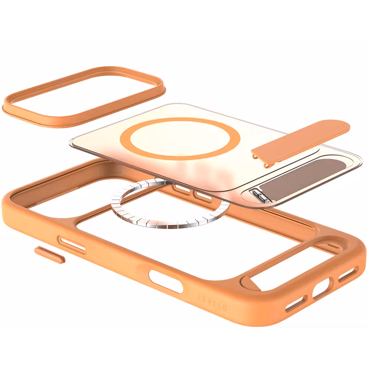 LEVELO MATTEO IPHONE 17 PRO HYBRID KICKSTAND CASE ORANGE LVLMTO17PORG thumbnail 4