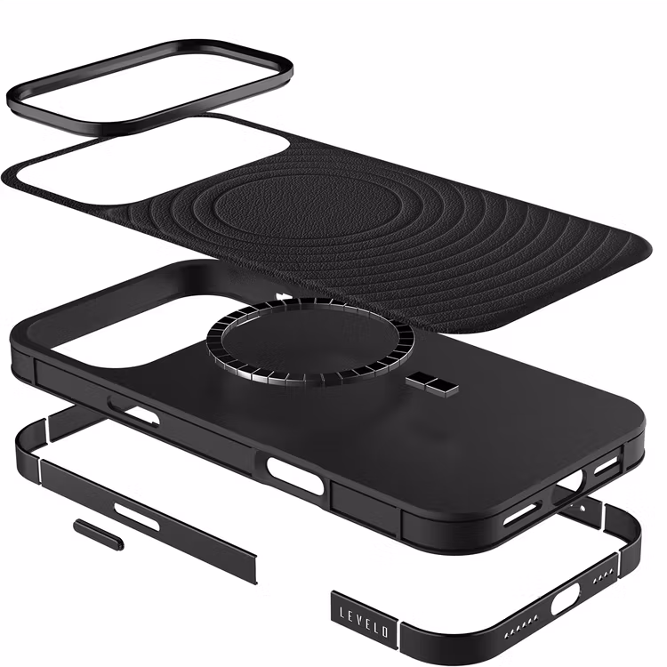 LEVELO SPIRALE IPHONE 17 PRO MAX PU LEATHER HYBRID CASE PHANTOM BLACK LVLSPR17PMPHBK thumbnail 3