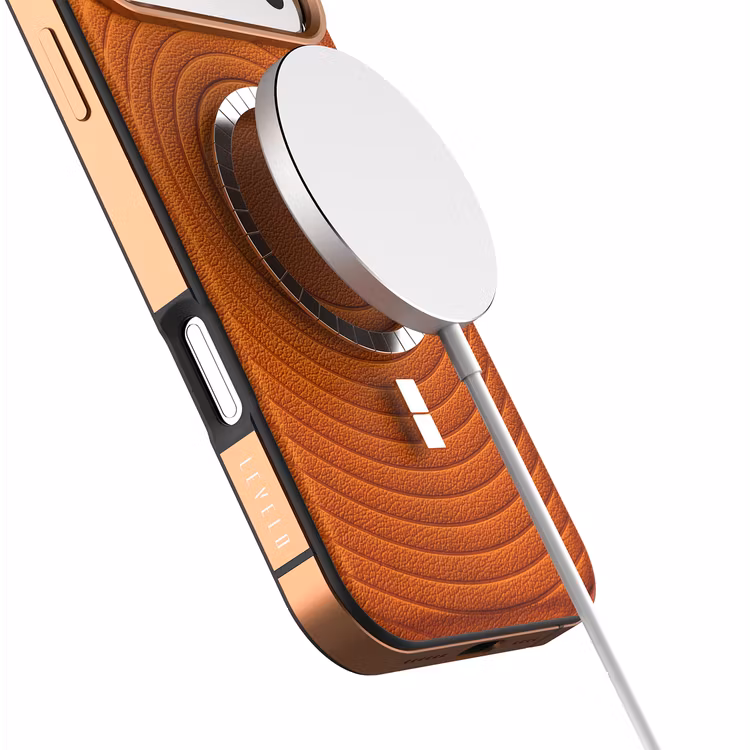 LEVELO SPIRALE IPHONE 17 PRO MAX PU LEATHER HYBRID CASE SUNRISE ORANGE LVLSPR17PMSORG thumbnail 2