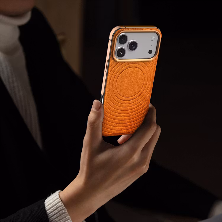 LEVELO SPIRALE IPHONE 17 PRO MAX PU LEATHER HYBRID CASE SUNRISE ORANGE LVLSPR17PMSORG thumbnail 9