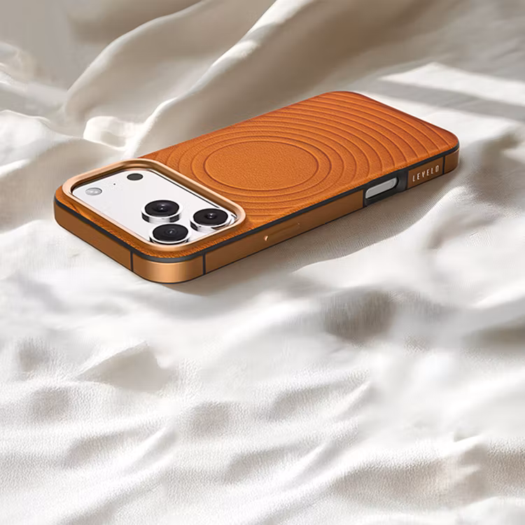 LEVELO SPIRALE IPHONE 17 PRO MAX PU LEATHER HYBRID CASE SUNRISE ORANGE LVLSPR17PMSORG thumbnail 8