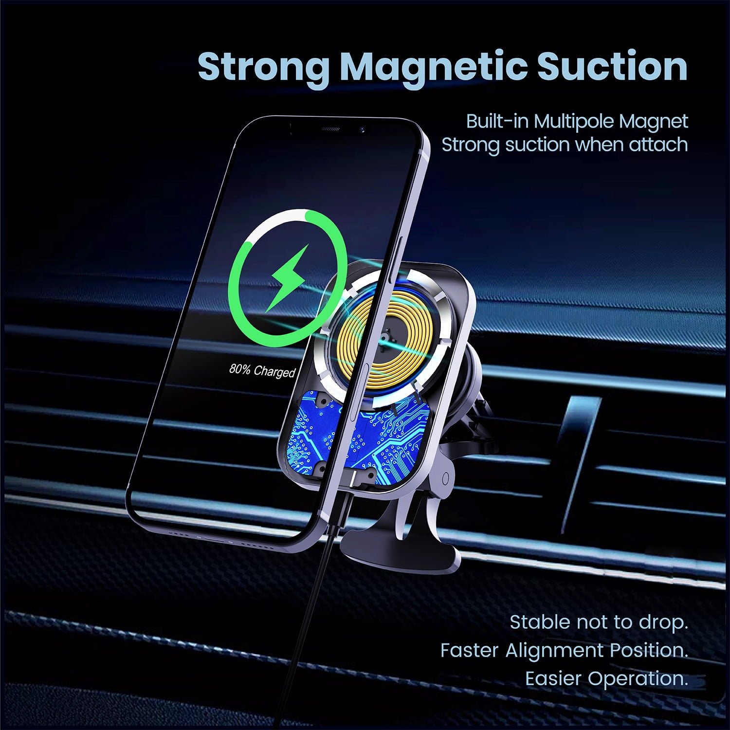BLUPEBBLE NAVIMAG 3-IN-1 COMBO WIRELESS CHARGER BLACK BP-NAVIMAGCMBO-BK thumbnail 4