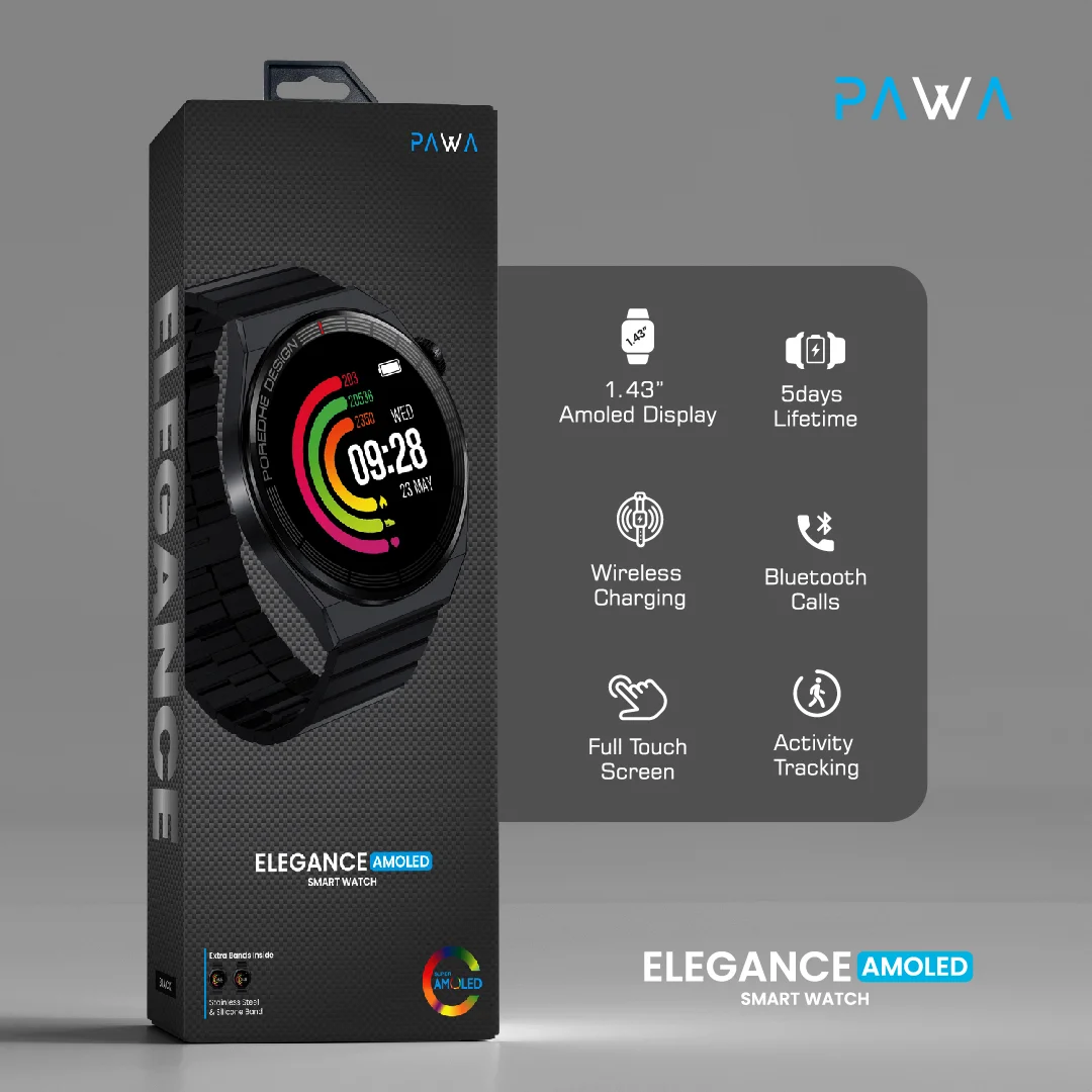 PAWA SMART WATCH ELEGANCE AMOLED BLACK PW-SWE143T2-BK thumbnail 5