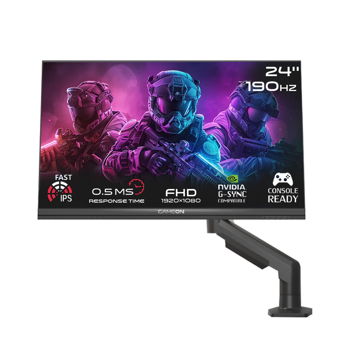 GAMEON GAMING MONITOR 190IPSX MIDNIGHT PRO X 24-INCH FHD 190HZ 0.5MS FLAT SCREEN IPS  WITH STAND GOM24FHD