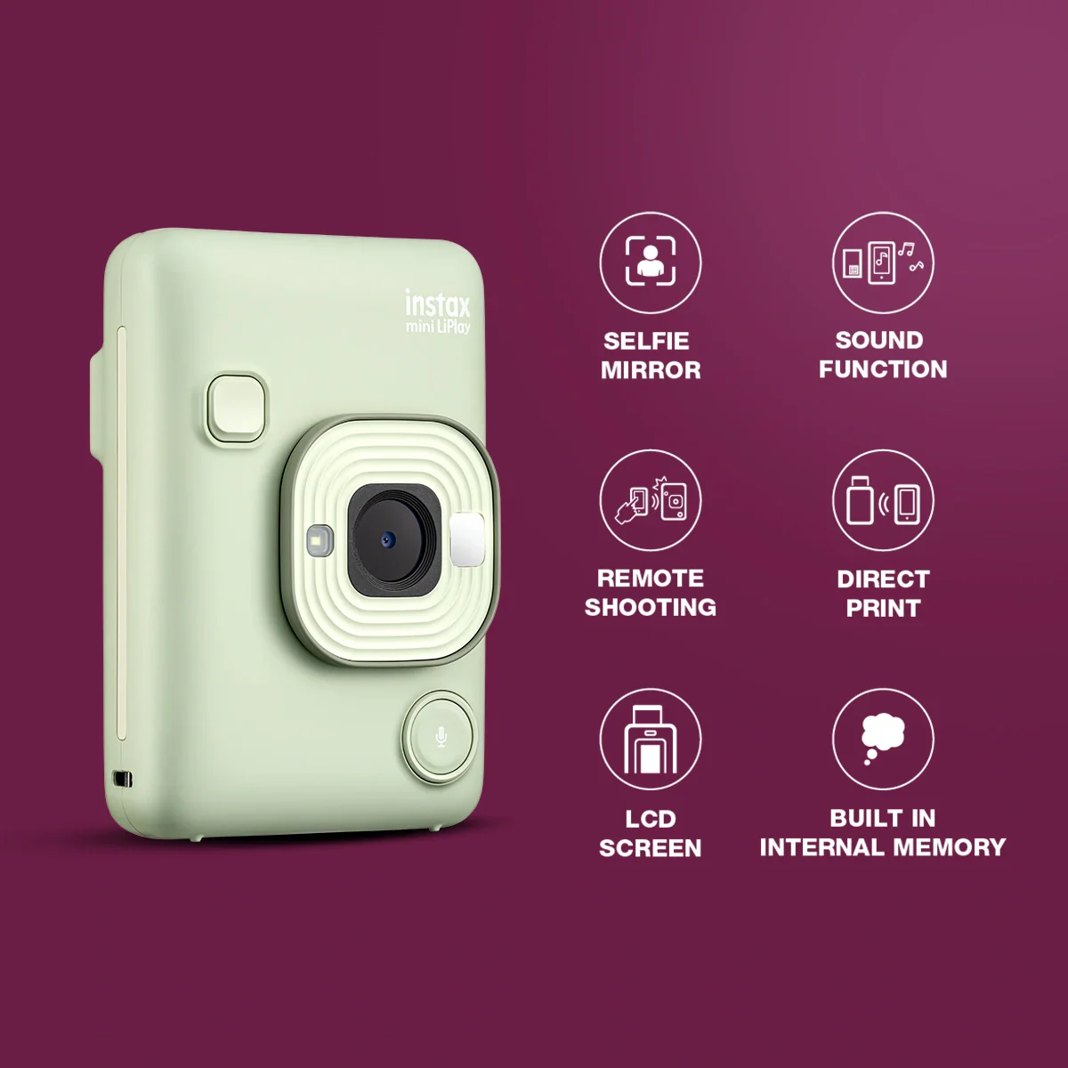 FUJIFILM INSTAX MINI LIPLAY HYBRID INSTANT CAMERA GREEN thumbnail 5