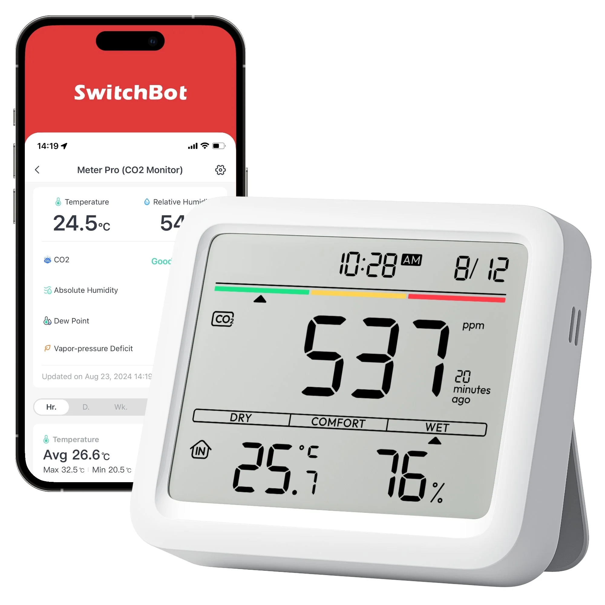 SWITCHBOT SMART MONITORING TEMPARATURE HUMIDITY METER PRO WHITE W4900000 thumbnail 13