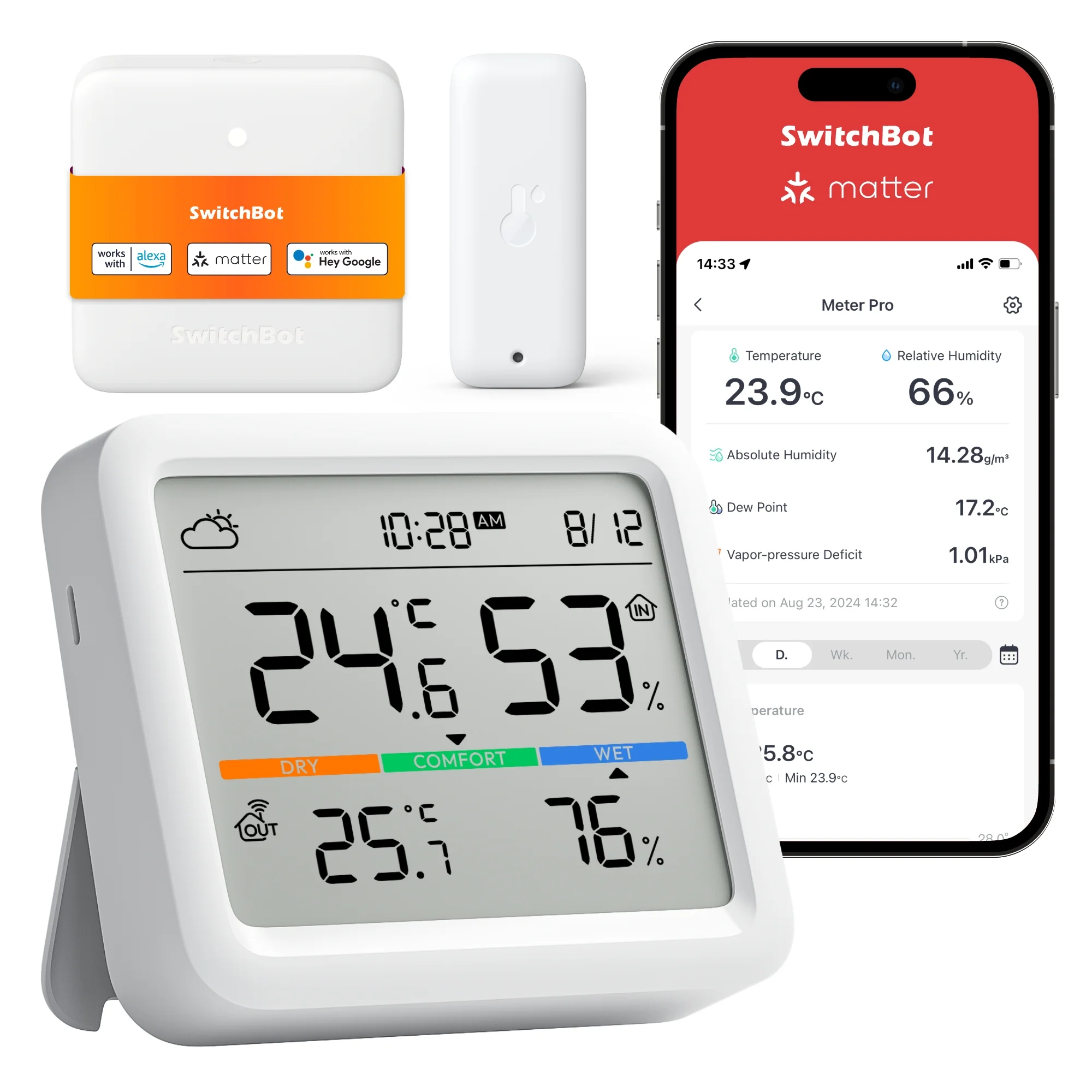 SWITCHBOT SMART MONITORING TEMPARATURE HUMIDITY METER PRO WHITE W4900000 thumbnail 12