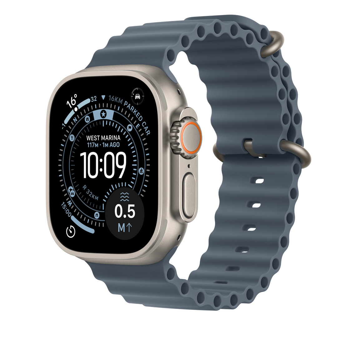 APPLE WATCH 49MM ANCHOR BLUE NATURAL TITANIUM OCEAN BAND MGCC4 thumbnail 2