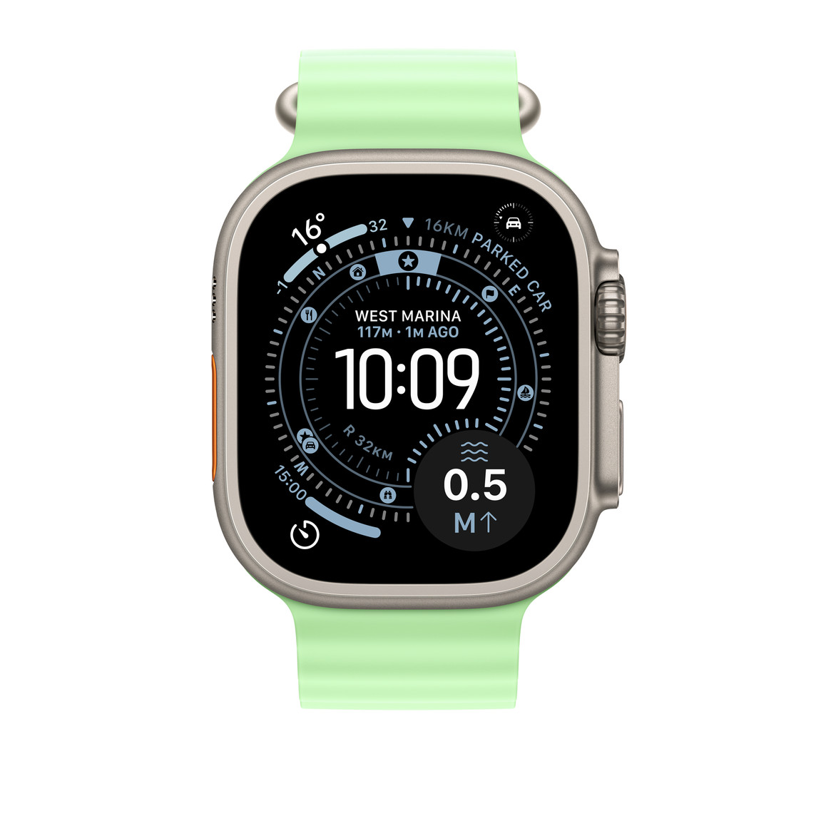 APPLE WATCH 49MM NEON GREEN NATURAL TITANIUM OCEAN BAND XL-MGCG4ZM/A thumbnail 3