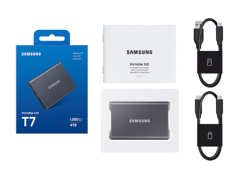 SAMSUNG T7 4TB PORTABLE SSD USB 3.2 TITAN GRAY MU-PC4T0T/WW thumbnail 5