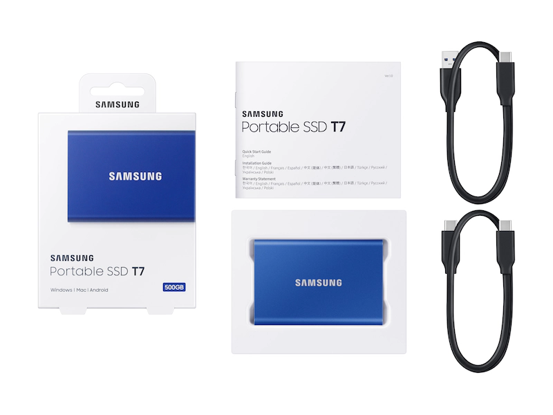 SAMSUNG PORTABLE T7 2TB EXTERNAL SSD HARD DRIVE USB 3.2 GEN 2 BLUE MU-PC2T0H thumbnail 2