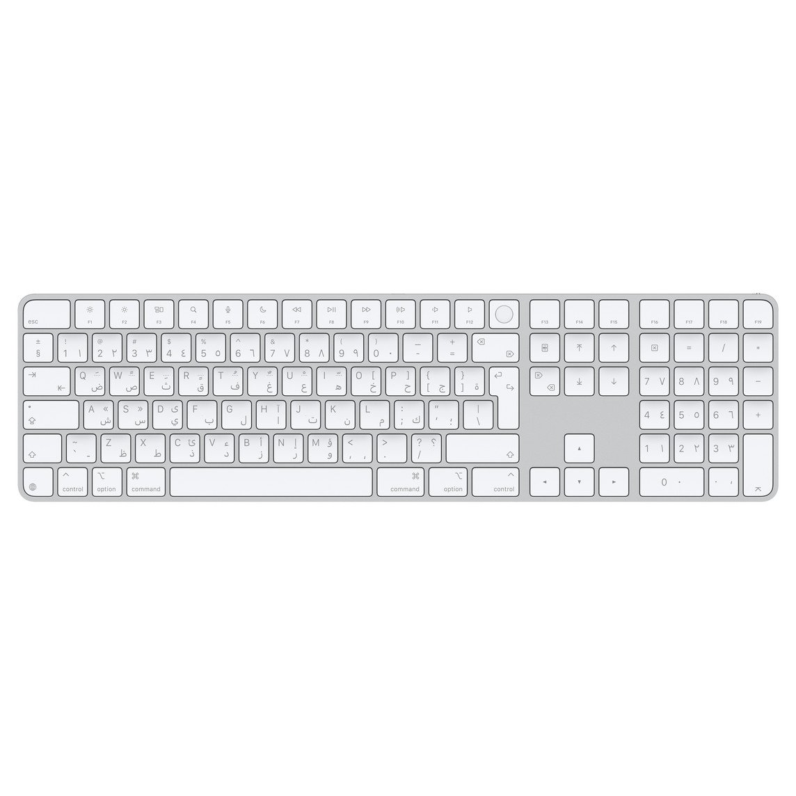 Apple Magic Keyboard with Touch ID and Numeric Keypad (White, Arabic, MXK73) - Seamless Security and Precision Typing