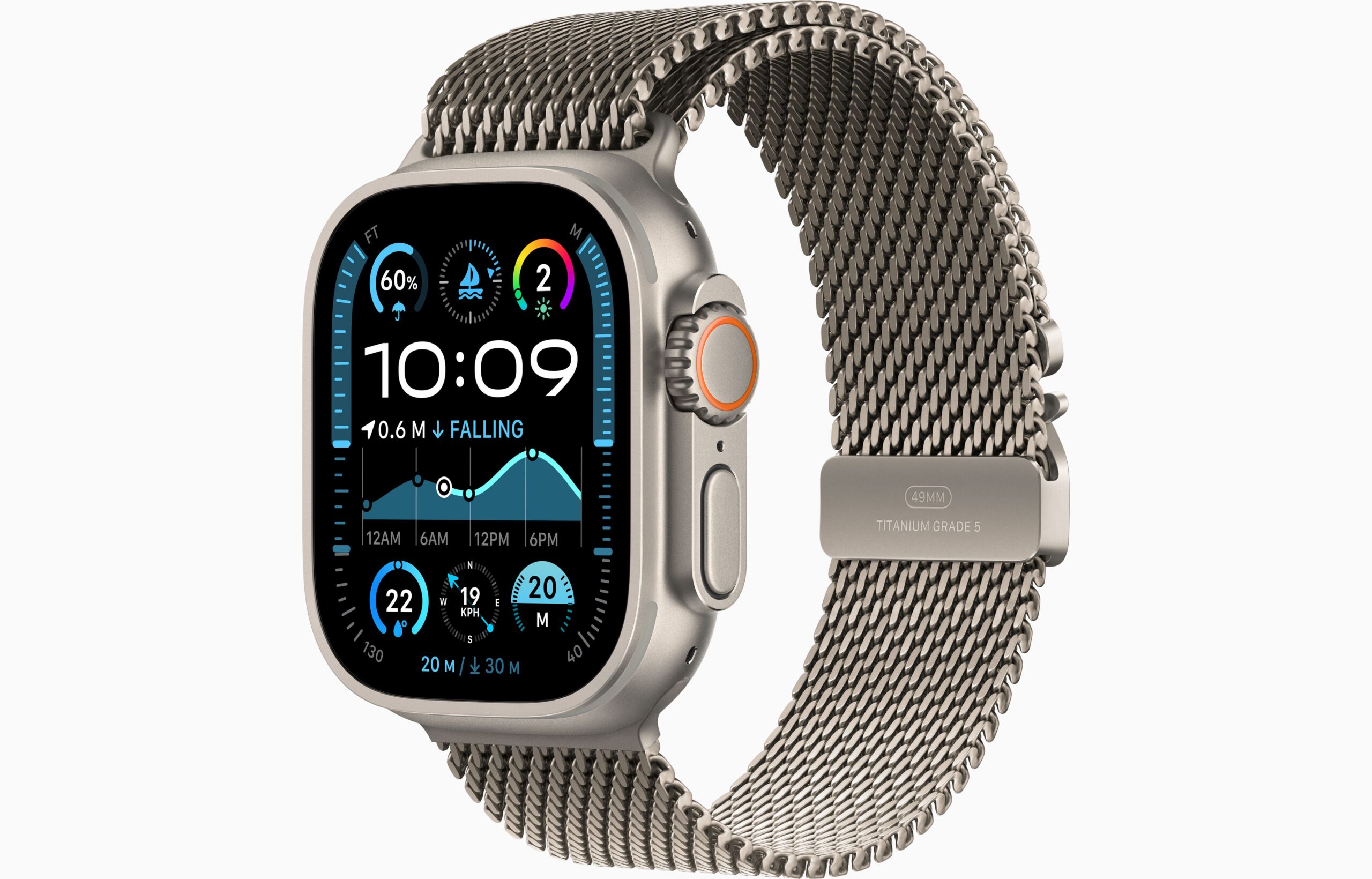 APPLE WATCH ULTRA 2  49MM GPS + CELLULAR (2024) NATURAL TITANIUM WITH NATURAL TITANIUM MILENSE LOOP MEDIUM MX5R3 thumbnail 3