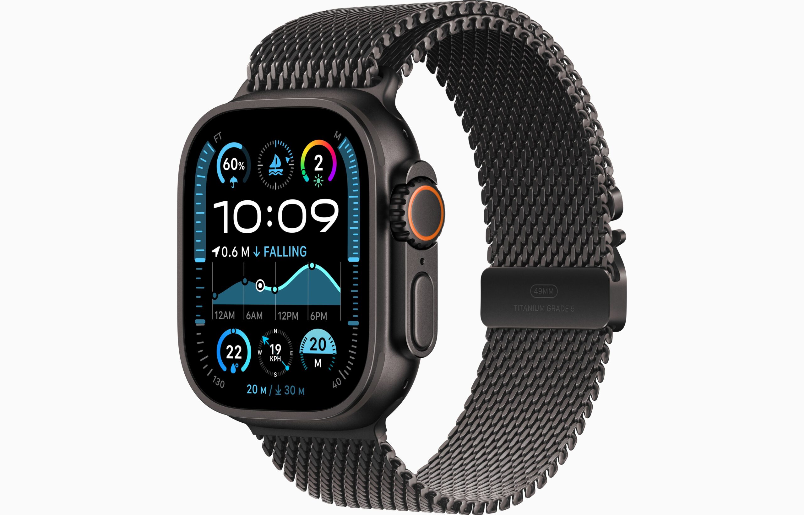 APPLE WATCH ULTRA 2 49MM (2024) GPS + CELLULAR BLACK TITANIUM CASE WITH BLACK MILANESE LOOP BAND MX5U3 thumbnail 6