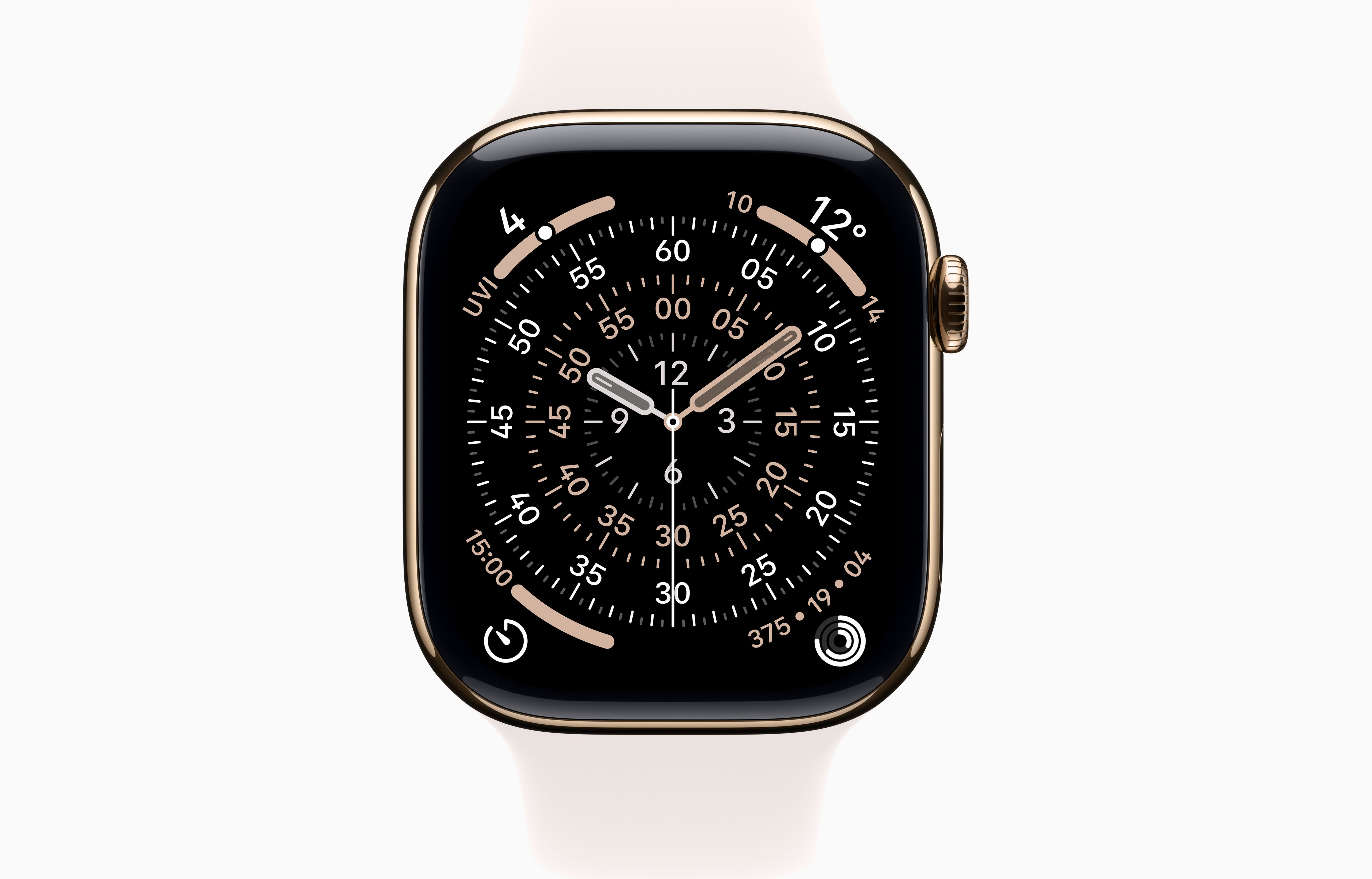 APPLE WATCH SERIES 11 GPS+ CELLULAR 46MM GOLD TITANIUM CASE WITH LIGHT BLUSH SPORT BAND ML MFD64 thumbnail 2