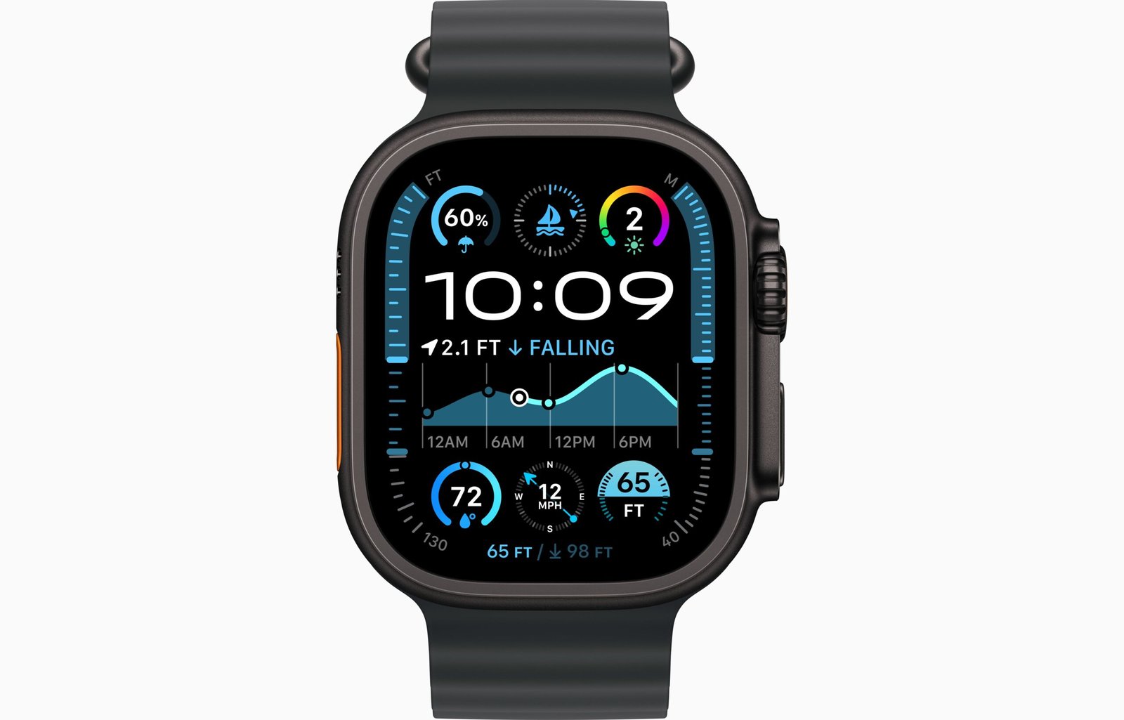Apple Watch Ultra 2 49mm GPS + Cellular - Black Titanium with Black Ocean Band MX4P3 thumbnail 2
