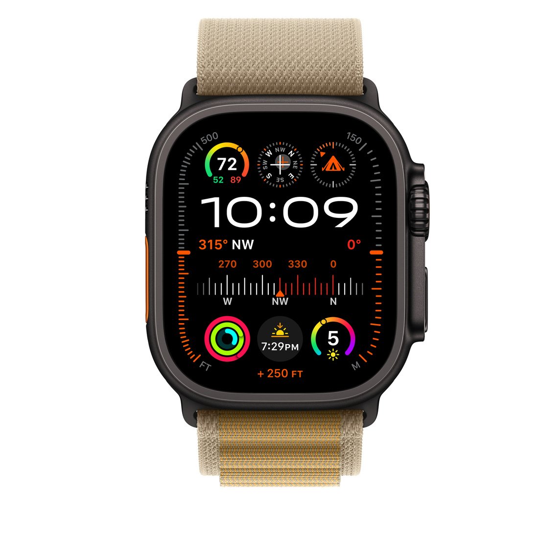 Apple Watch Ultra 49mm - Black Titanium Case with Tan Alpine Loop Large, MYQ23 thumbnail 2