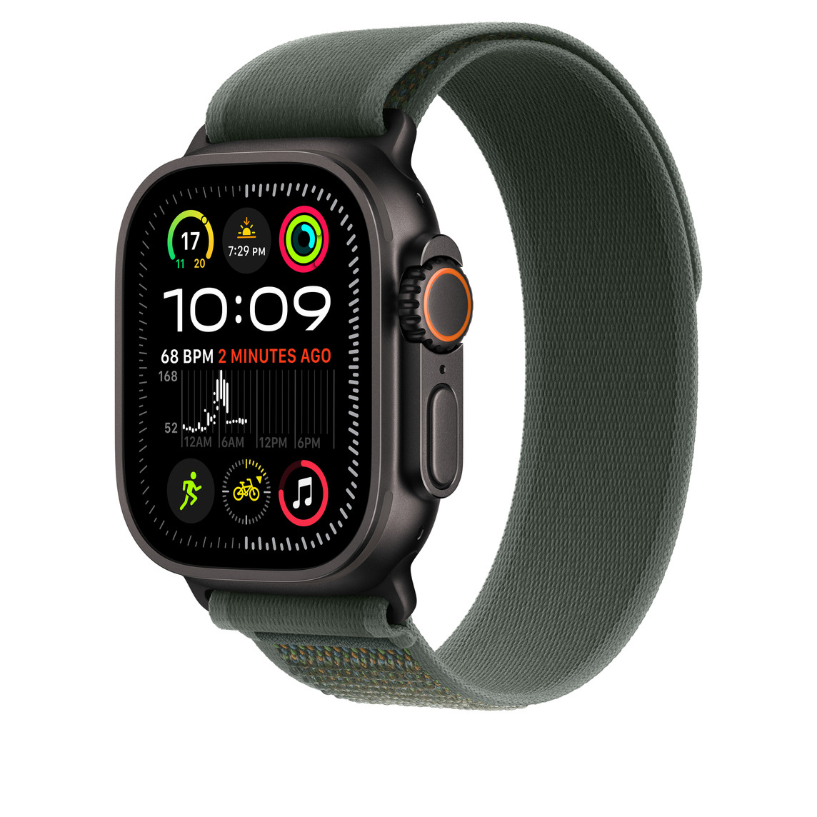 APPLE WATCH 49MM GREEN BLACK TITANIUM TRAIL LOOP M/L MYQ43 thumbnail 3