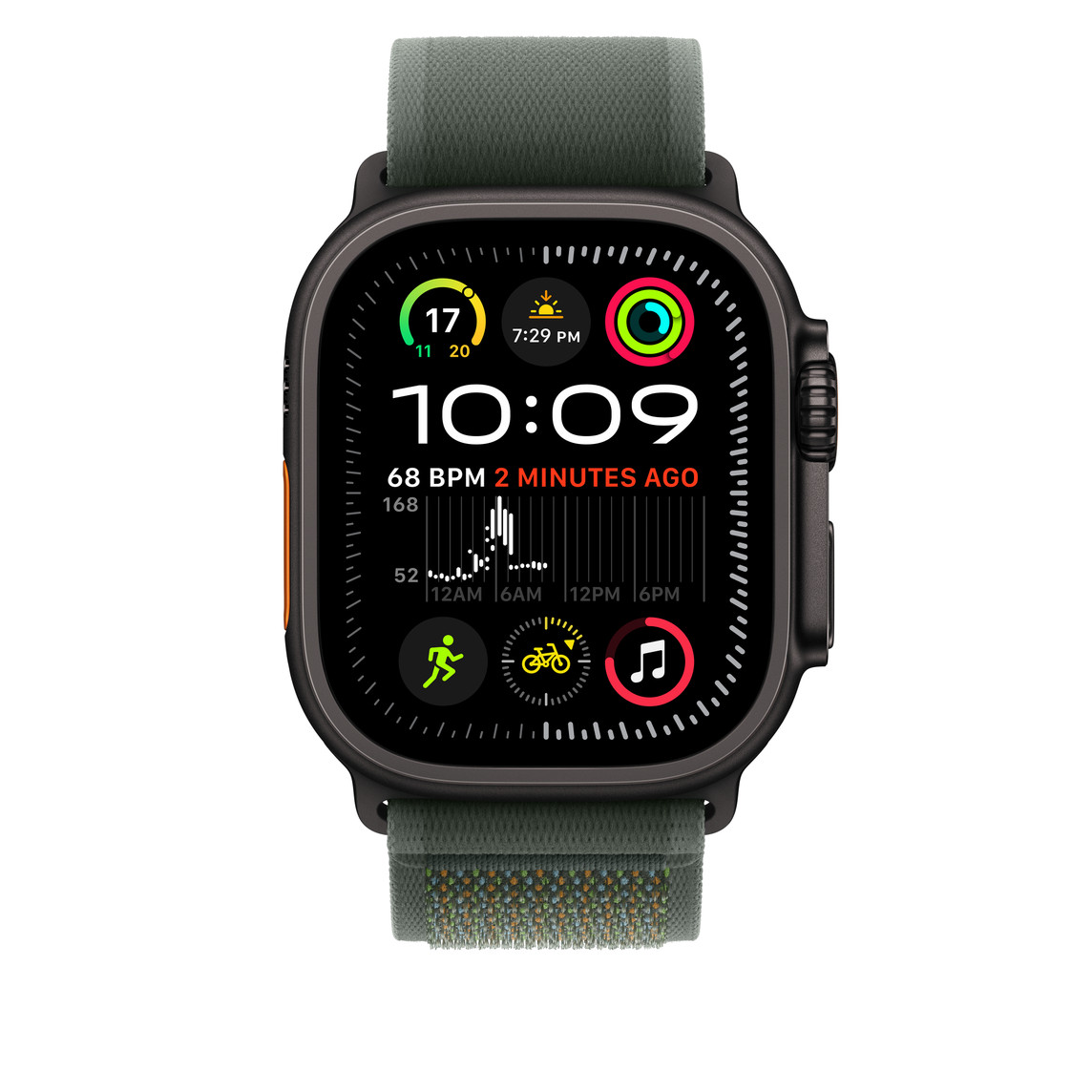 APPLE WATCH 49MM GREEN BLACK TITANIUM TRAIL LOOP M/L MYQ43 thumbnail 2