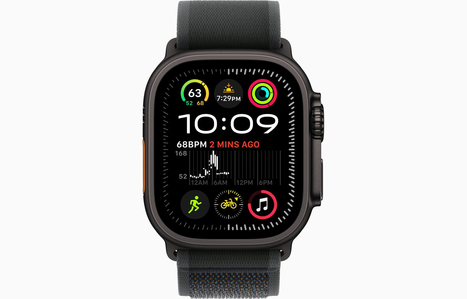 Apple Watch Ultra 2 (49mm, GPS + Cellular) - Black Titanium with Black Trail Loop thumbnail 2