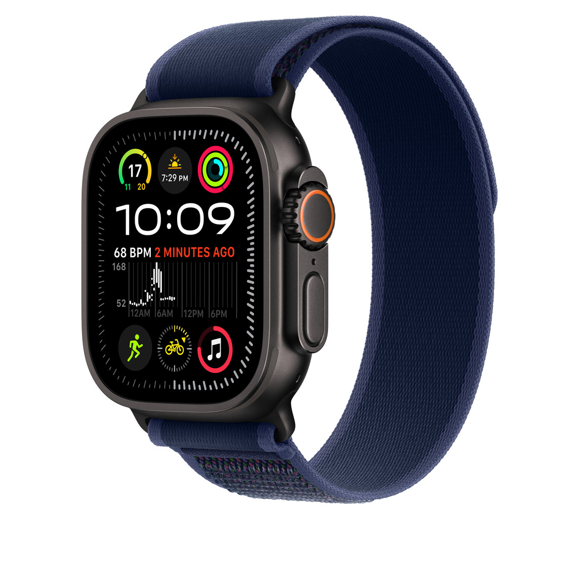 APPLE WATCH 49MM BLUE BLACK TITANIUM TRAIL LOOP M/L MYQ83 thumbnail 3