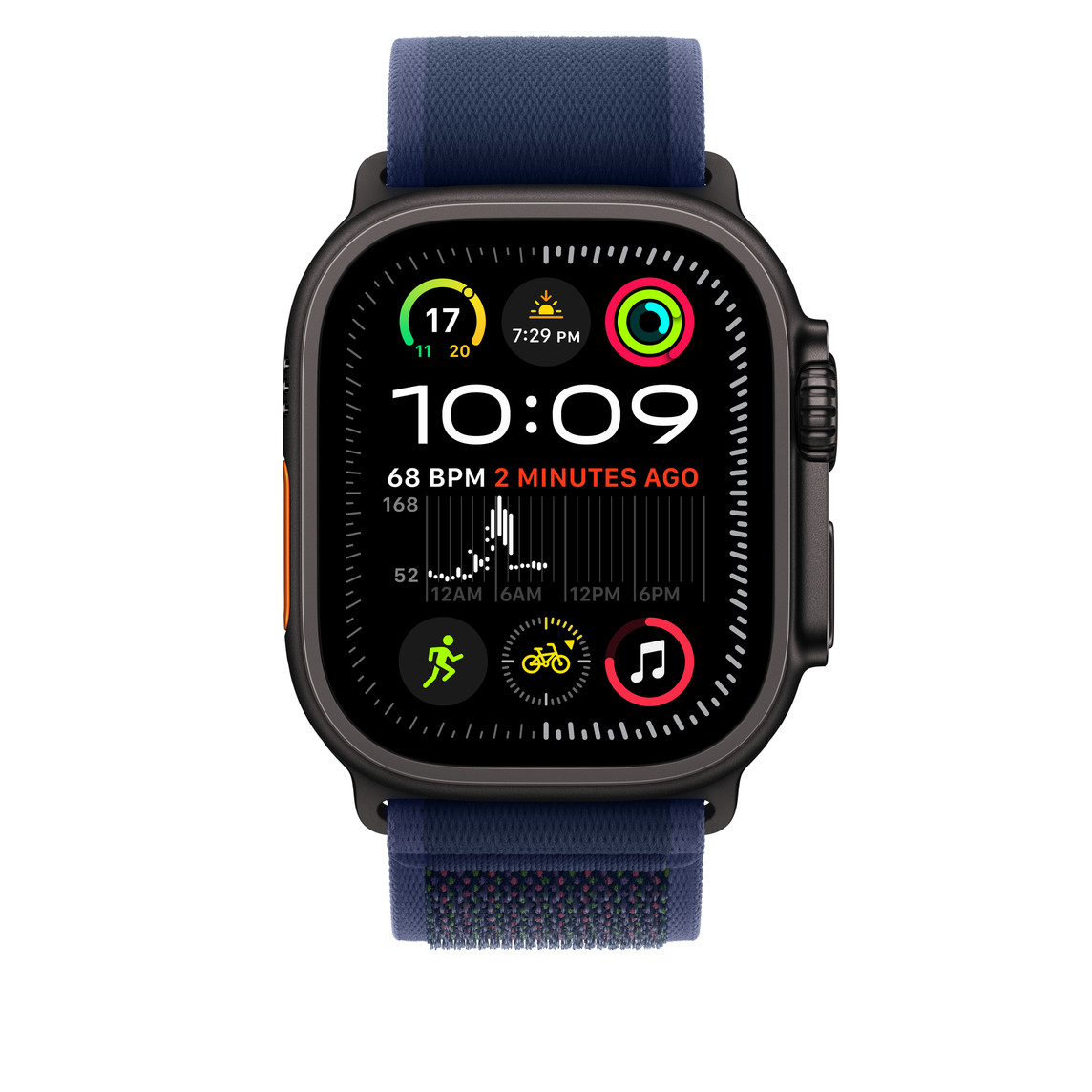 APPLE WATCH 49MM BLUE BLACK TITANIUM TRAIL LOOP M/L MYQ83 thumbnail 2