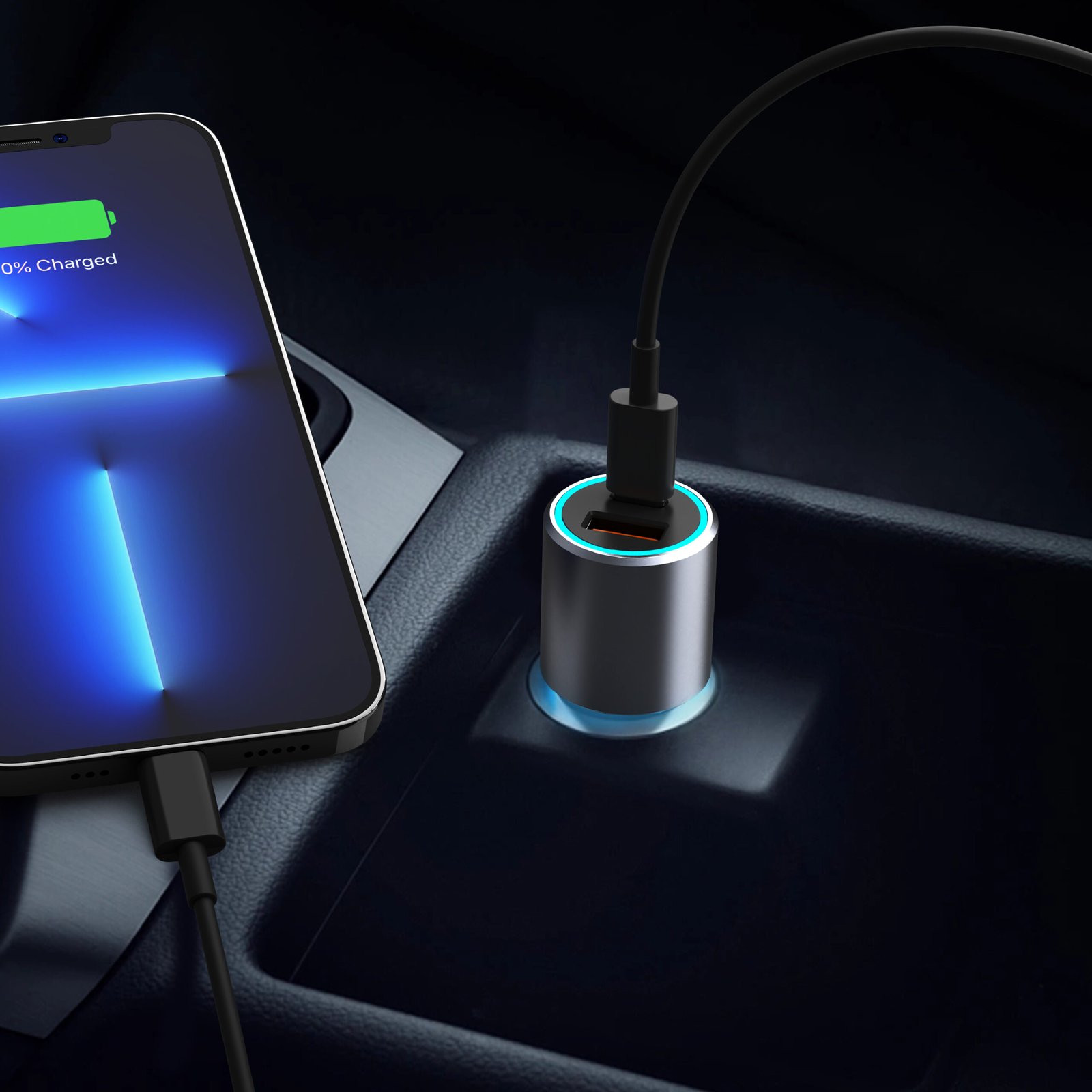 BLUPEBBLE NAVI POWER 53W WITH 1XUSB-C PD AND 1XUSB-A QC CAR CHARGER BP-CC053-SG thumbnail 4