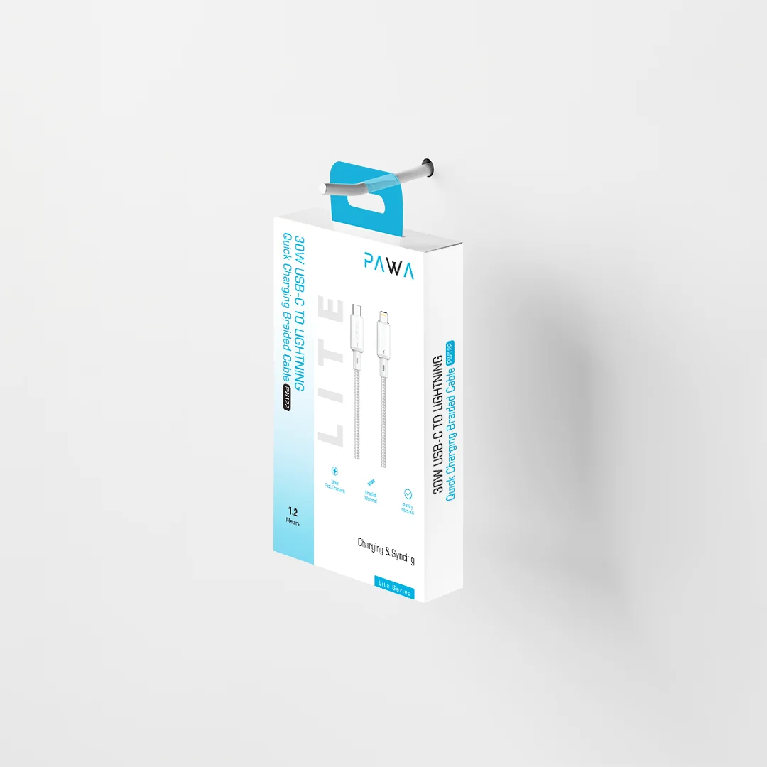 PAWA 30W USB C TO LIGHTNING QUICK CHARGING BRAIDED CABLE 1.2M PW122 WHITE PW-BTLT12CL-WH thumbnail 5